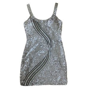 Scala Brown Tan Sequin Formal Dress